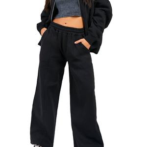 Ensemble de survêtement deux pièces pour femme, sweat à capuche uni à col montant, design personnalisé, haute qualité, vente en gros Pakistan - Product Image 6