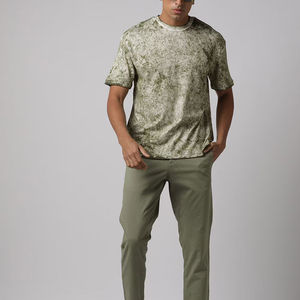 Men Olive Green Acid <b>Tie</b> Dye Crew Neck Short Sleeve Cotton Casual Summer Fashion Plain Top Custom Logo OEM ODM Wholesale Apparel - Product Image 5