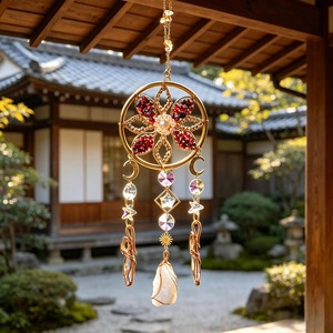 Atrapasueños de diseño colorido, hecho a mano con metal y cristal, decoración colgante para el hogar, jardín, ventana, balcón y como regalo, arte decorativo. - Product Image 3