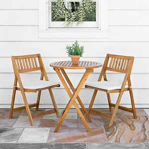 Silla Plegable de Jardín, Asiento de Comedor de Madera para Patio con Cojín, Muebles de Balcón para Exteriores - Product Image 1