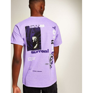 Camiseta surrealista de manga corta para hombre, color morado, cuello redondo, algodón, informal, con estampado de letras y logotipo frontal - Product Image 2