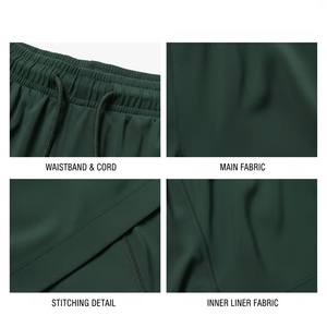 High Elastic Double <b>Layer</b> Fabric Yoga Biker Shorts <b>Mid</b> Waist Solid Skinny Breathable Mesh Shorts Double <b>Layer</b> Shorts - Product Image 4