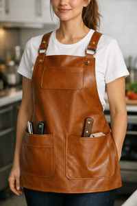 Delantal de Servicio de Cuero Genuino Vintage para Restaurantes de Alta Gama, Uniforme Profesional para Camareros, Protección a Prueba de Olores - Product Image 6