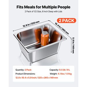 Set di 2 Coperchi per Pentole a Vapore in Acciaio Inox 1/2, Profondità 6 Pollici, Riutilizzabili, Antiaderenti, per Ristoranti e Attrezzature di Riscaldamento - Product Image 3