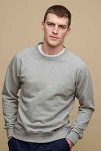 Sweat-shirt gris à col rond pour homme, manches raglan, coupe classique, en coton French Terry, style décontracté, pull tricoté à manches longues pour l'automne - Product Image 5