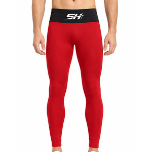 Leggings de compression pour homme, extensibles dans quatre sens, soutiennent les muscles pendant les entraînements de haute intensité, avec logo personnalisé. - Product Image 1