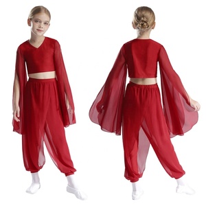 6-16 Kids Girls <b>Dance</b> Outfit Tops Crop Top With <b>Pants</b> Sets Costume Dancing Modern Classical Belly <b>Dance</b> Practice Performance - Product Image 2