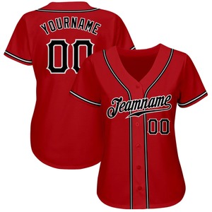Anti-Bacterial Top Quality OMMiZ men Custom Red Black-White Authentic <b>Baseball</b> Jersey - Product Image 4