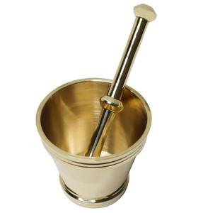 Attractive Designer Brass Mortar Pestle <b>Decorative</b> Mixer Grinder Mortar Pestle Set <b>For</b> Home <b>Kitchen</b> Catering <b>Item</b> Use - Product Image 1