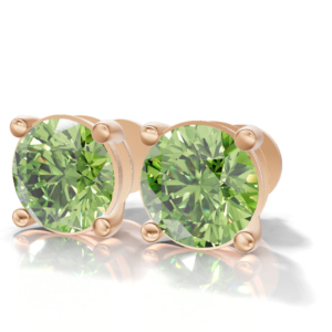 Heerani Jewels Natural Round Peridot 925 <b>Sterling</b> <b>Silver</b> Classic Prong Set <b>Stud</b> Vermeil Rose Gold Unisex <b>Earrings</b> 1.9g - Product Image 1