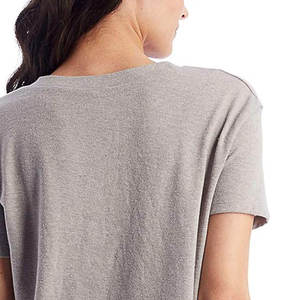 INDEX APPAREL Women's Gray Crop <b>Top</b> O-Neck Short Sleeve Loose Fit Casual Jersey T-Shirt 100% Cotton Breathable All Seasons Wear - Product Image 6