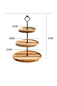 Soporte redondo de madera premium para pasteles y cupcakes, ideal para arreglos de fiestas de té y decoración de mesas dulces. - Product Image 2