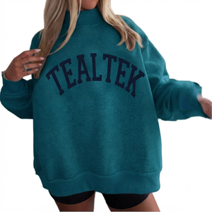 เสื้อสเวตเชิ้ตผู้หญิง Tealtek ทรงโอเวอร์ไซส์ คอตั้ง มีซับใน สวมใส่สบาย แขนยาว ผ้าถักเรียบ ด้านหลังเรียบง่าย เหมาะสำหรับฤดูหนาว ฤดูร้อน ฤดูใบไม้ร่วง แฟชั่นทันสมัย - Product Image 1