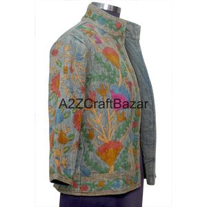 Blouson Bomber en Coton 100% Motif Floral Hiver/Été Multi-saison Broderie Suzani TNT Design Dessiné à la Main Écologique - Product Image 4