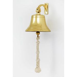 Hand Casted Technique <b>Brass</b> Door <b>Bell</b> With White Silicone Rope hanging decorative Nautical Style Ship <b>Bell</b> Custom Size Available - Product Image 5