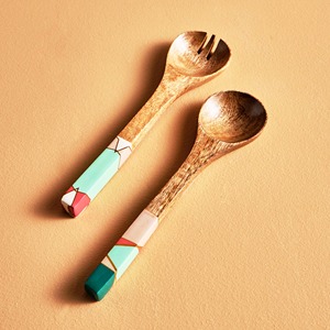 Juego de utensilios para ensalada de color azul, hecho en India, ecológico, apto para lavavajillas, para el hogar y la cocina. - Product Image 4