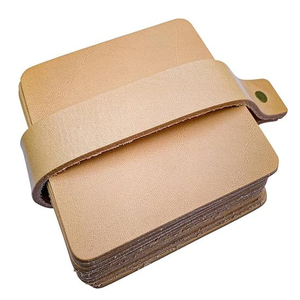 Sous-verres en cuir pleine fleur, carrés, naturels, lot de 10, sous-verres carrés pour verres, sous-verres pour boissons, avec support en cuir. - Product Image 1