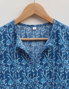 Boho Hand Block Print Floral Lace Women's Cotton Tank Tops <b>Bow</b> Collar Breathable Casual Summer <b>Gift</b> Wear Bulk Supplier India - Product Image 5