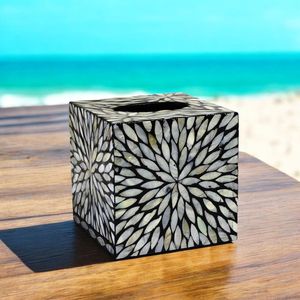 Caja de pañuelos rectangular de tamaño personalizable, de la más alta calidad, con diseño de nácar, para guardar servilletas. - Product Image 3