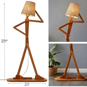 Modern Wooden Adjustable <b>Swing</b> <b>Arm</b> <b>Floor</b> <b>Lamp</b> Wholesale Human Shape Standing Light Manufacturer Custom Walnut Finish <b>Floor</b> <b>Lamp</b> - Product Image 2
