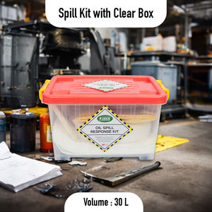 Kit professionnel de réponse aux déversements d'hydrocarbures de 30 litres dans une boîte transparente, ensemble absorbant d'hydrocarbures portable d'urgence avec tampons haute capacité - Product Image 2