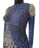 Vestido de Gala Azul Rey de Diseñador para Fiesta de Noche/Baile de Gala, Alta Costura, Hecho a Mano, con Bordado de Telaraña y Lentejuelas
