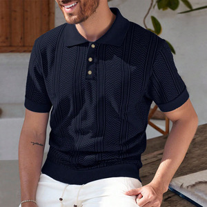 Chemise de golf pour homme à manches courtes, coupe ajustée, tricotée, à séchage rapide, avec logo personnalisé et imprimé estival, à demi-boutonnage - Product Image 6