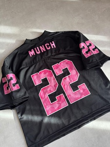 Maillot de football personnalisé en mesh, coupe courte, impression HD, camouflage rose, numéro, t-shirts hip-hop, très demandé - Product Image 3