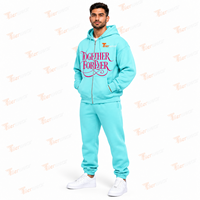 Ensemble de survêtement tendance pour homme avec sweat à capuche zippé, en molleton de coton et polyester 500 GSM, épais, pour l'hiver et la gym, fabrication OEM, marque privée