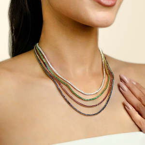 14K Gold 8.54 Carat Round Ruby Contemporary Tennis Necklace - Product Image 4