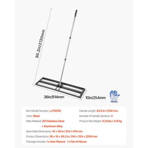 Rullo livellatore per prato in acciaio inossidabile rinforzato da 36 x 10 pollici con manico regolabile da 83,9 pollici, attrezzo da giardino in metallo - Product Image 5