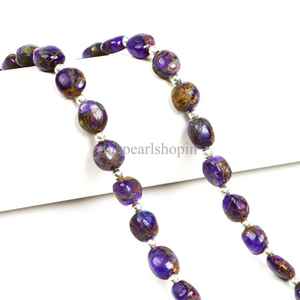 Perles de pépites d'améthyste cuivrée rares 6x8-8x10mm, améthyste naturelle, turquoise cuivrée, perles de pierres précieuses pour la création de bijoux, brin de 8 pouces - Product Image 2