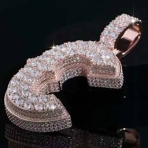 Colgantes y dijes de lujo con diamantes baguette y moissanita VVS, de plata 925, estilo Hip Hop Iced Out, colgante de joyería con letra personalizada para rapero - Product Image 2