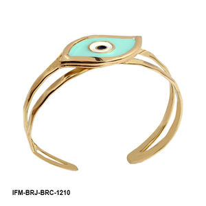 Brazalete Religioso Hecho a Mano de Latón con Turquesa Esmaltada, Promueve la Salud y el Equilibrio, Brazalete Abierto Ajustable, Regalo - Product Image 1