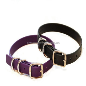 Natural Golden Tan Bridle Leather Heavy Duty <b>Dog</b> Collar for medium large breed <b>dogs</b> with premium gold plated hardware pet collar - Product Image 5