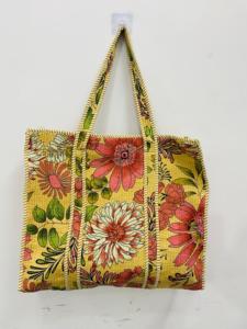 Green Handmade Quilted Cotton Boho Style <b>Drawstring</b> Tote <b>Bag</b> Shoulder Straps Women's Tropical Parrot Print <b>Large</b> Size for Retail - Product Image 1