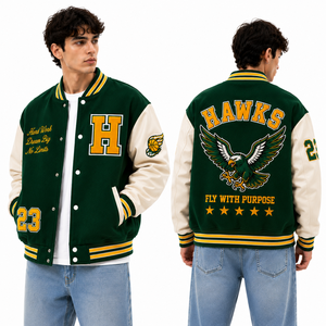 Chaqueta Letterman Borgoña Juvenil, Estilo Varsity Bomber con Cuerpo de Lana y Puños Acanalados, para Pedidos de Equipos Escolares, Ropa Exterior y Streetwear Global - Product Image 5