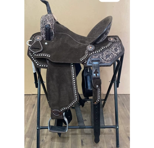 Selle de course de baril western haut de gamme en cuir brut façonnée à la main, selle de cheval durable pour l'équitation en ranch et sur sentier, équipement équestre 2026 - Product Image 3