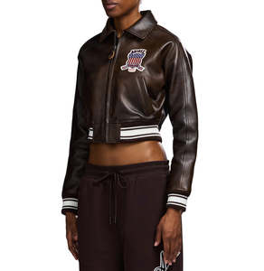 Avirex Women's High Quality Dyed Breathable Leather Varsity <b>Jacket</b> Crew Neck Customized Color Windproof Eco-Friendly Quick Dry - Product Image 6