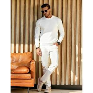 Pulls en maille personnalisés pour hommes, automne-hiver 2025, col rond classique, manches longues, coupe ajustée, doux et confortable, en polaire - Product Image 4