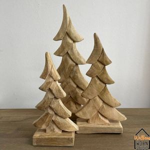 Décoration de Noël moderne en bois faite à la main, écologique, en forme d'arbre, ornement de table pour les fêtes, décoration de la maison - Product Image 2