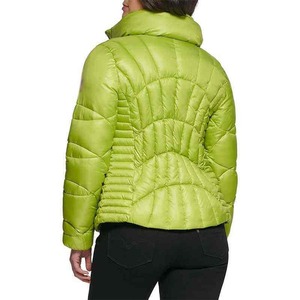 Women's Hooded Quilted <b>Jacket</b> Solid Blue Full Sleeve Zipper Closure Polyester Wadding Autumn Wear - Product Image 6