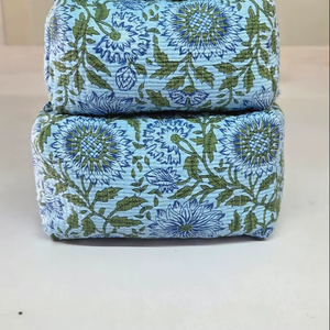 Ensemble de 3 trousses de maquillage, trousse de toilette de voyage, trousse de rangement cosmétique en coton matelassé doux, fermeture éclair durable - Product Image 1