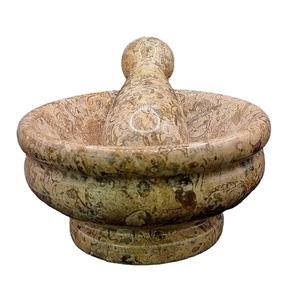 ครกหินอ่อนหินโมราธรรมชาติและสากสมุนไพรเครื่องเทศครกเซรามิคและนิลและสาก - Product Image 1