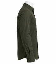 Camisa de Vestir Casual para Hombre, Color Verde Oliva, Manga Larga, Cuello Mao, Patrón Geométrico Sutil, 100% Algodón Transpirable - Product Image 6