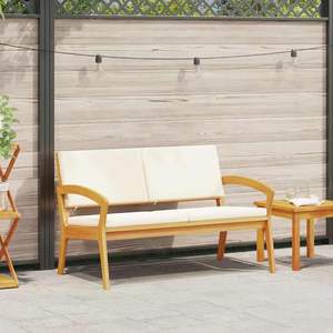 Banco de Jardín de Madera de Acacia Sólida con Cojín, Acabado con Aceite Natural, Muebles de Patio - Product Image 1