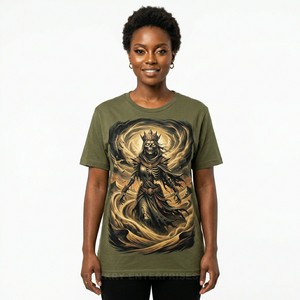 Camiseta Gráfica de Mujer con Diseño de Cazador de Búhos Nocturnos y Zombis, Estilo Parche Bordado Personalizado, Estampado de Esqueleto Animal, Tops Streetwear al por Mayor - Product Image 6