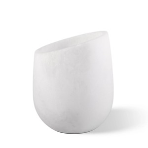 Enfriador de Vino de Mármol Blanco Escultural Moderno, Enfriador de Botellas de Piedra Asimétrico, Elegante Cubo de Hielo Inclinado de Piedra Sólida - Product Image 6