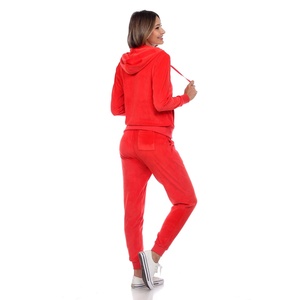 Conjunto de 2 piezas de Sudadera con capucha para mujer, traje de chándal de terciopelo con cremallera frontal y cierre de velcro - Product Image 4