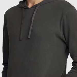 Sweat à capuche gris foncé délavé vintage léger pour homme, coupe ajustée, décontracté, avec lavage minéral personnalisé, vente en gros - Product Image 6